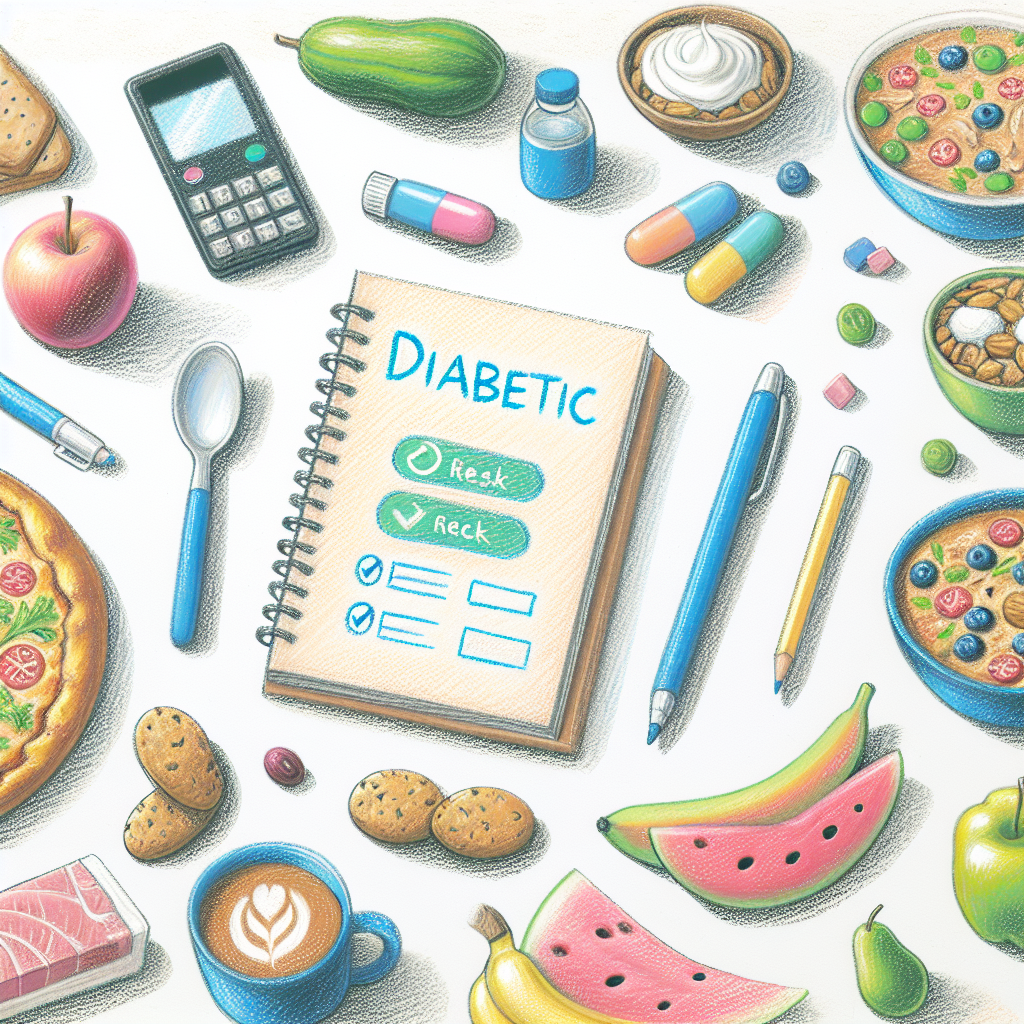 Pastelková ilustrace znázorňující téma: Diabetická strava