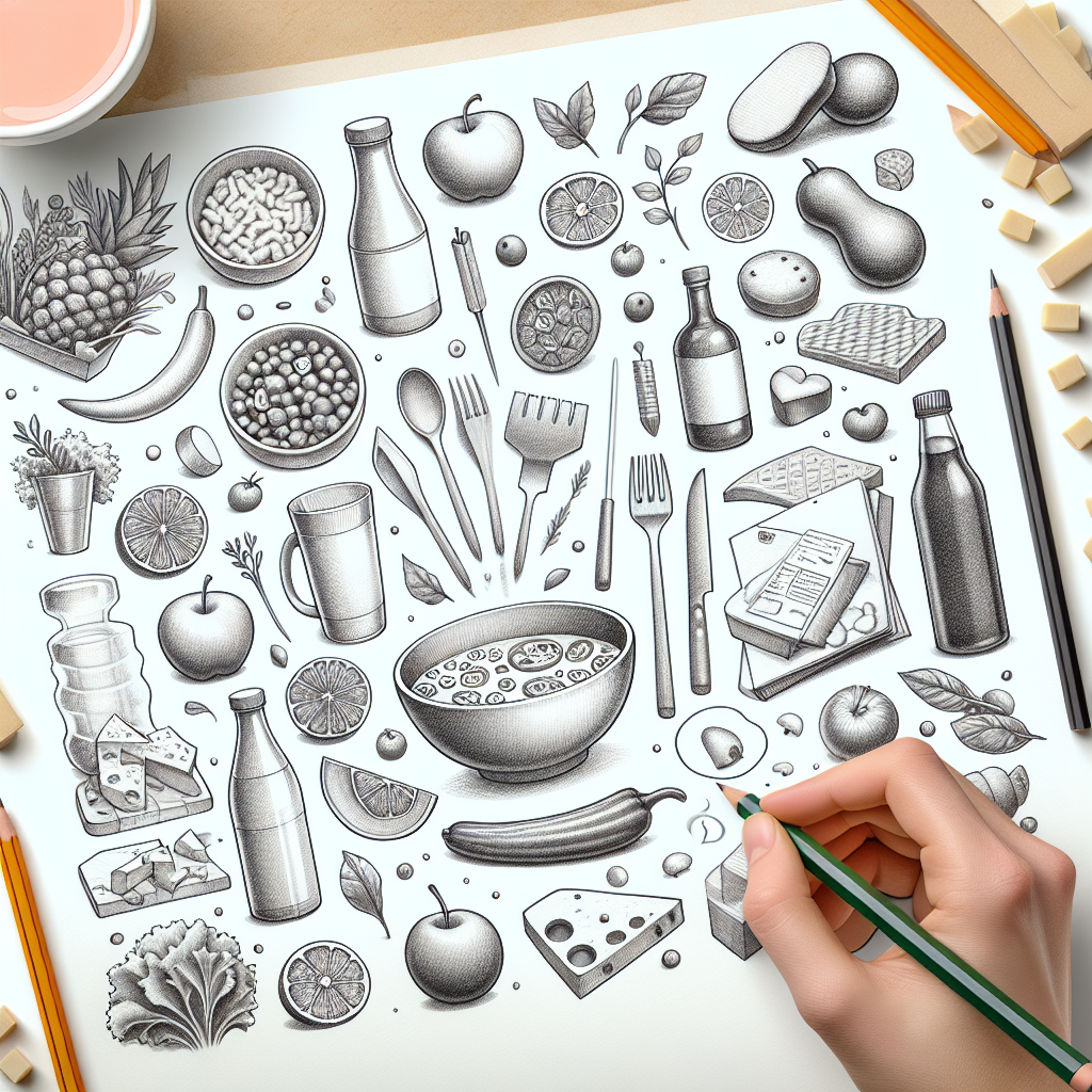 Pastelková ilustrace znázorňující téma: Stravování