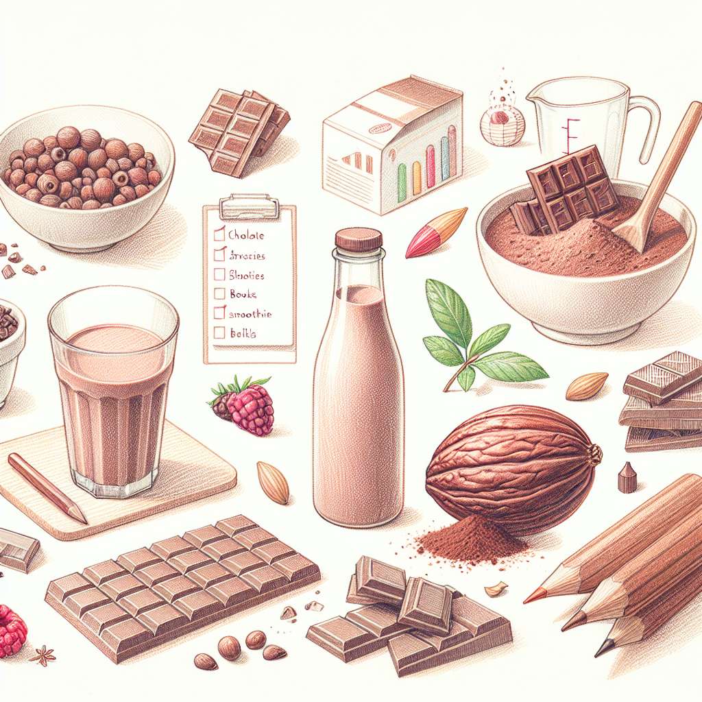 Pastelková ilustrace znázorňující téma: Recepty s kakaem