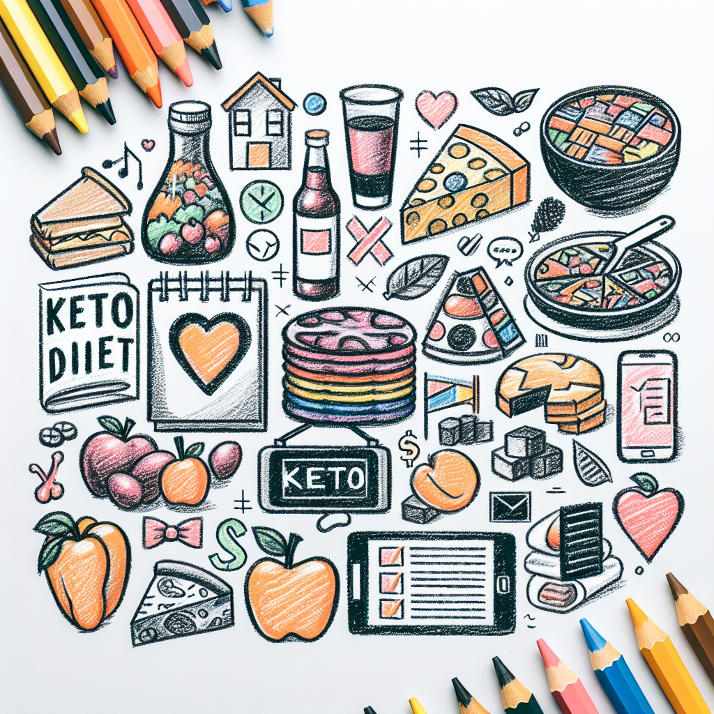 Pastelková ilustrace znázorňující téma: Keto dieta