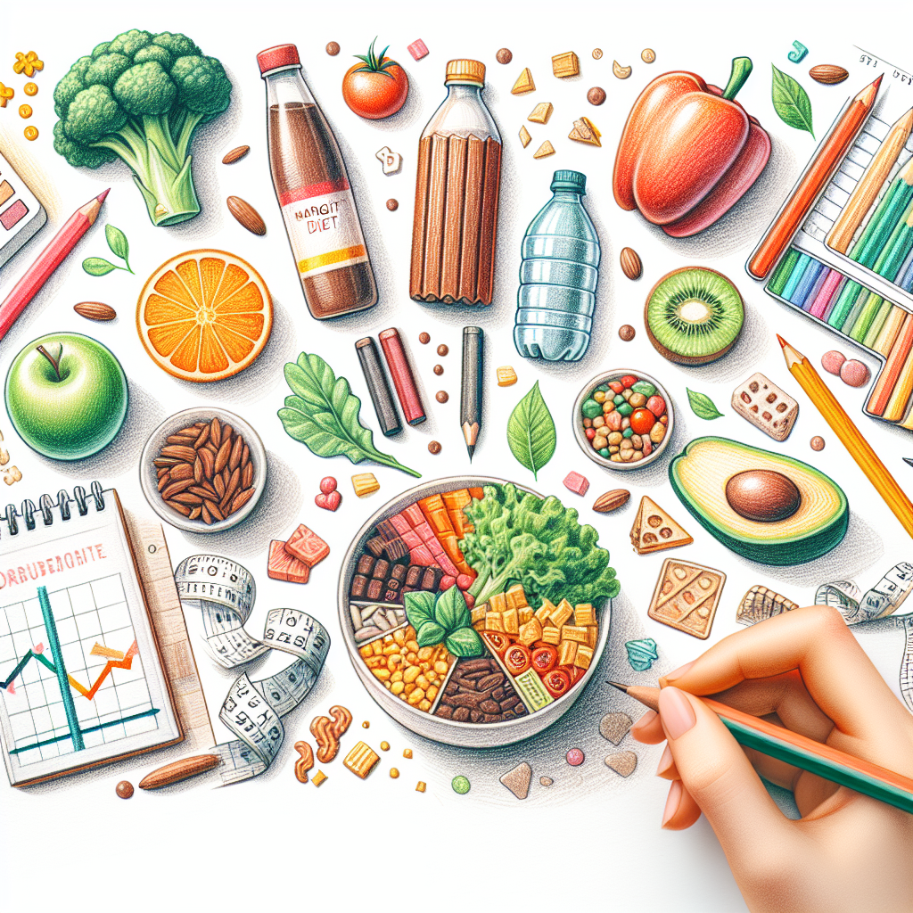 Pastelková ilustrace znázorňující téma: Diety a výživa