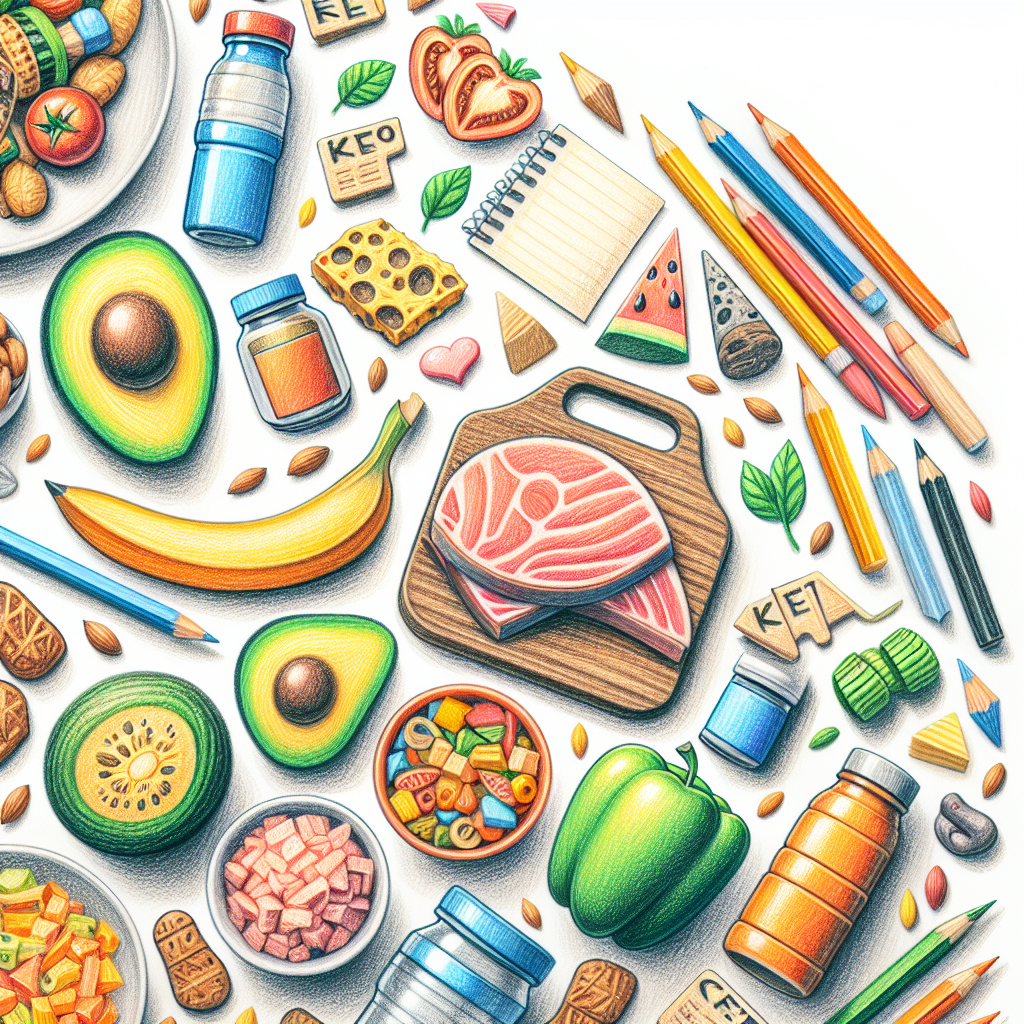 Pastelková ilustrace znázorňující téma: Keto dieta