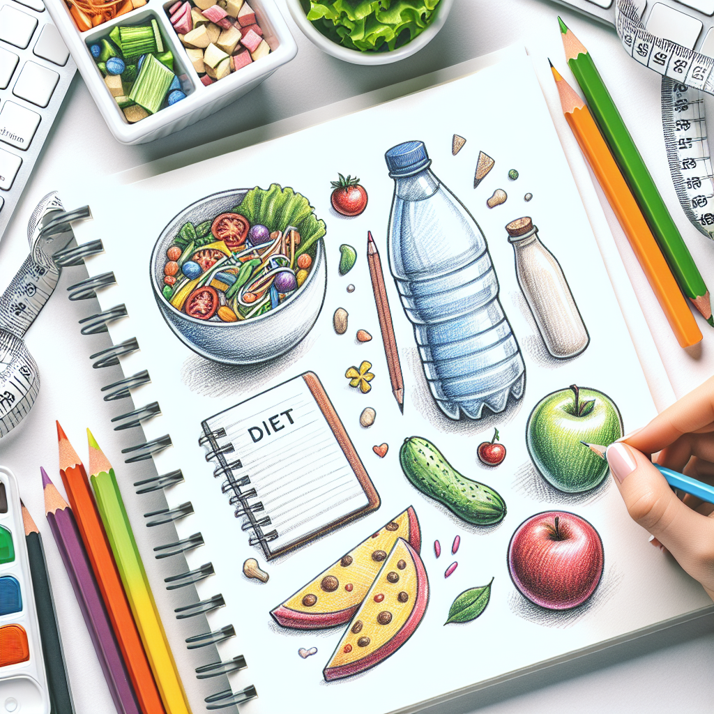 Pastelková ilustrace znázorňující téma: Diety a výživa