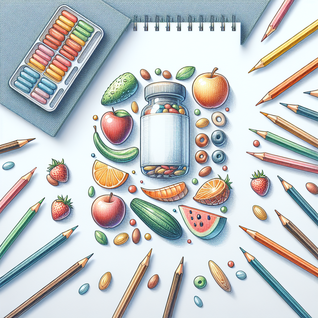 Pastelková ilustrace znázorňující téma: Zdraví a výživa