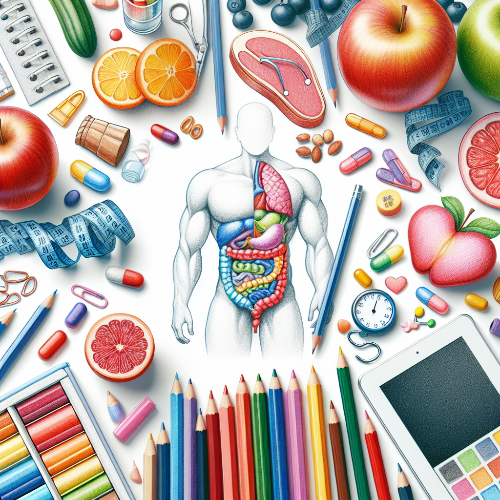 Pastelková ilustrace znázorňující téma: Diety