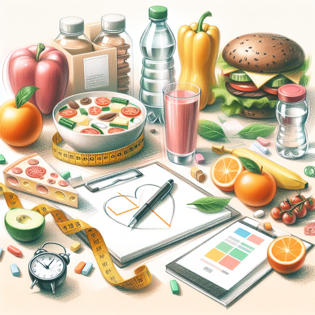 Pastelková ilustrace znázorňující téma: Diety a výživa