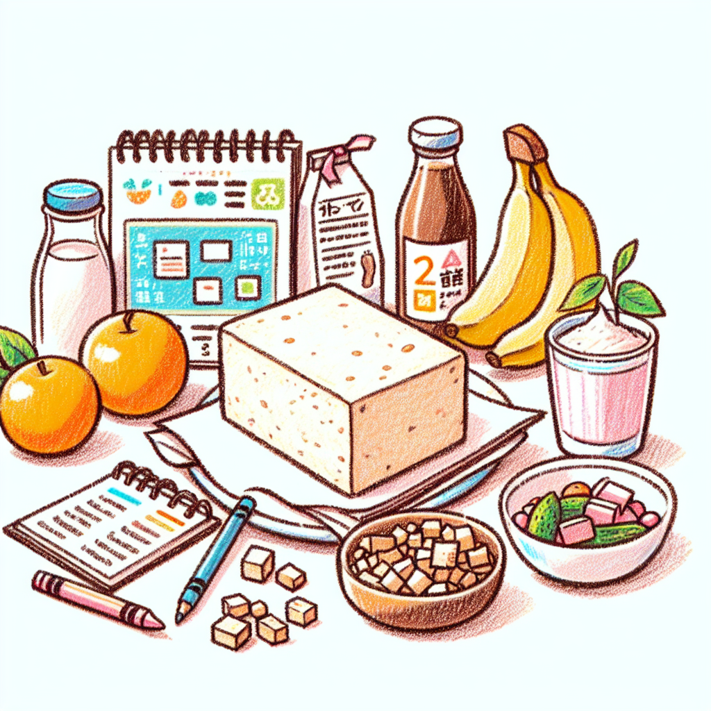 Pastelková ilustrace znázorňující téma: Tofu a zdravá strava