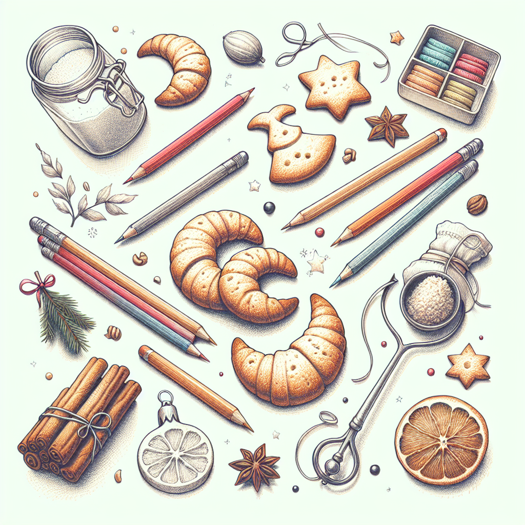 Pastelková ilustrace znázorňující téma: Recepty na cukroví