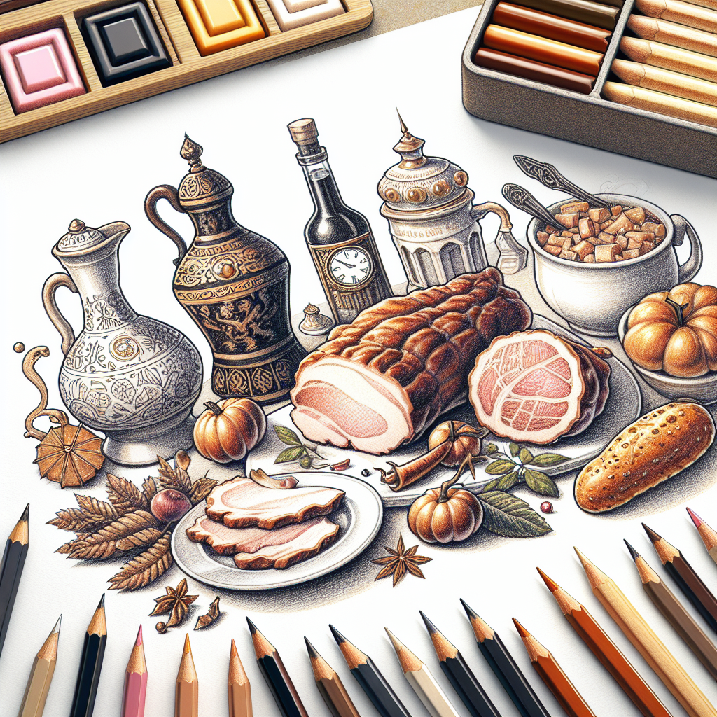 Pastelková ilustrace znázorňující téma: Kuchyně