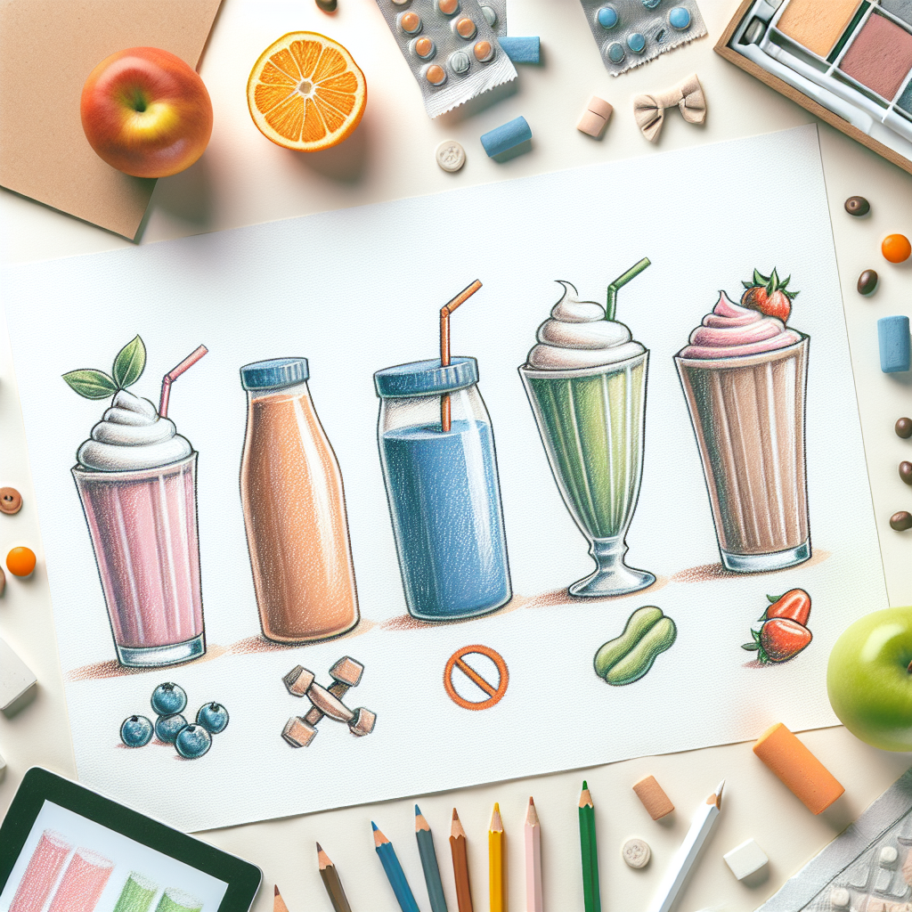 Pastelková ilustrace znázorňující téma: Proteinové koktejly