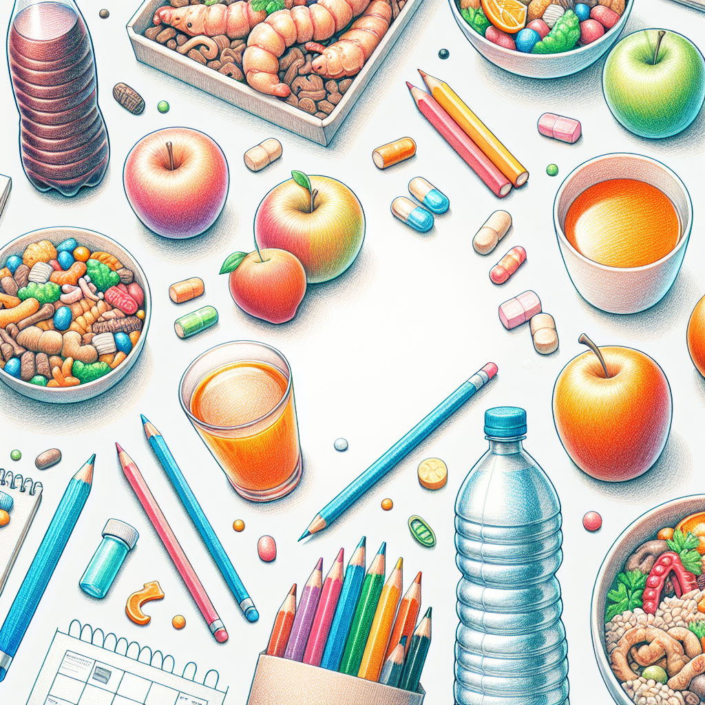Pastelková ilustrace znázorňující téma: Diety a výživa