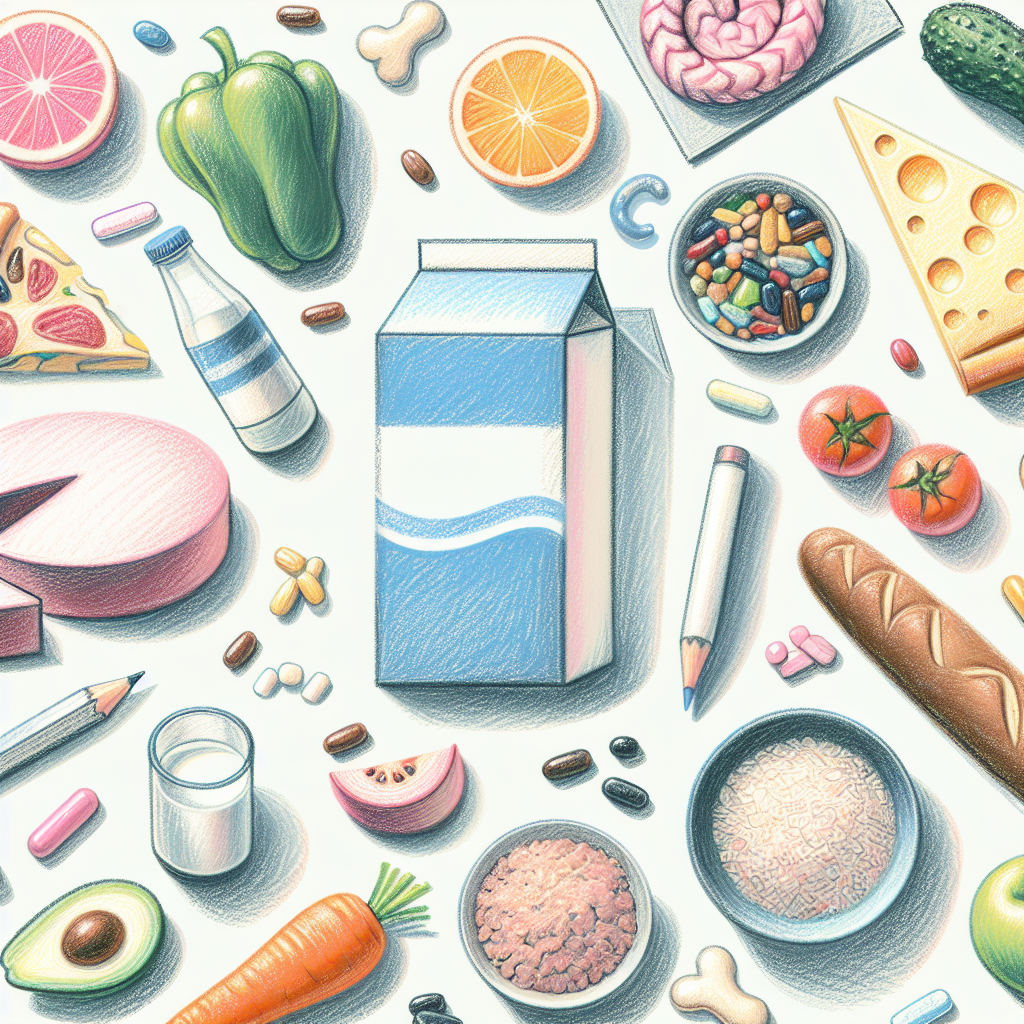 Pastelková ilustrace znázorňující téma: Diety a výživa