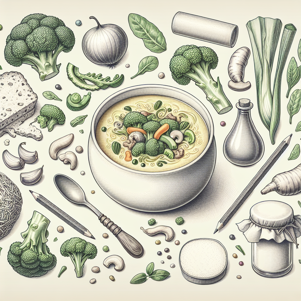 Pastelková ilustrace znázorňující téma: Polévky