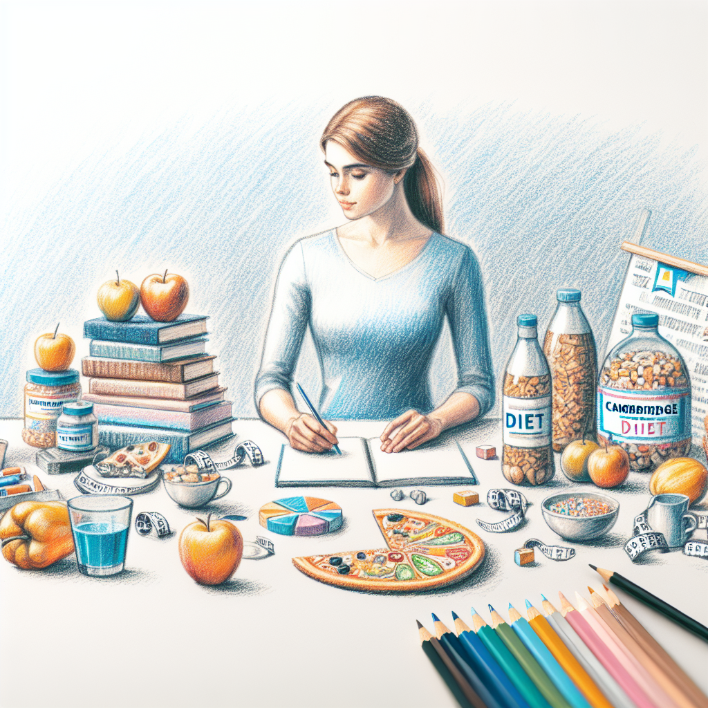 Pastelková ilustrace znázorňující téma: Diety