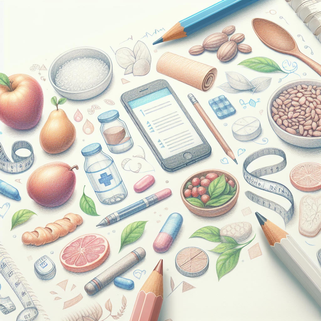 Pastelková ilustrace znázorňující téma: Diabetická dieta