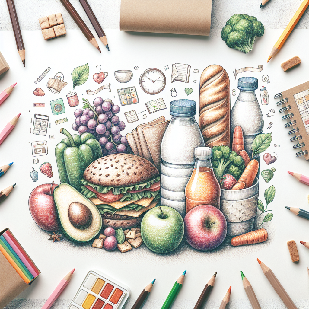 Pastelková ilustrace znázorňující téma: Výživa