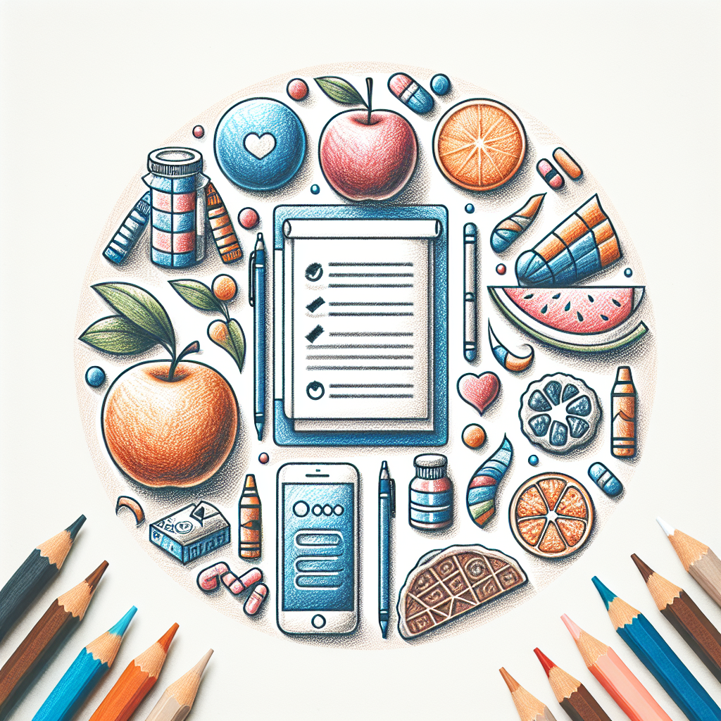 Pastelková ilustrace znázorňující téma: Dieta a výživa