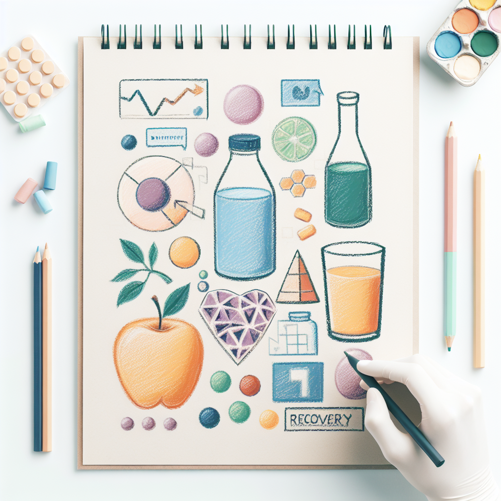 Pastelková ilustrace znázorňující téma: Zdraví a výživa