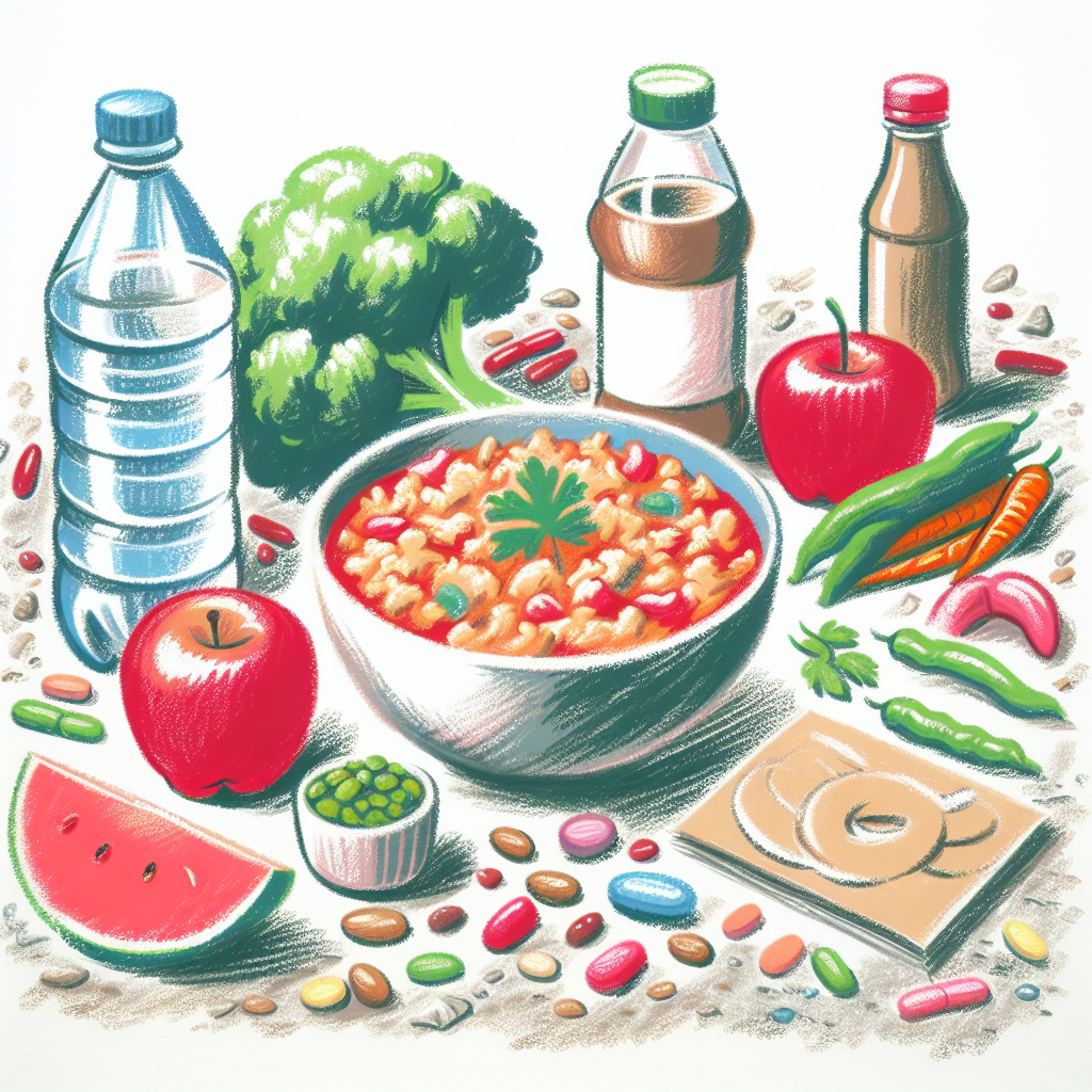 Pastelková ilustrace znázorňující téma: Zdraví a výživa