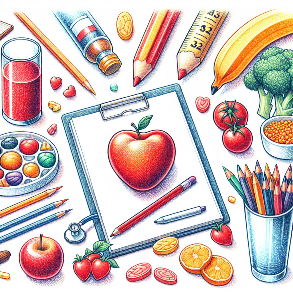 Pastelková ilustrace znázorňující téma: Výživa a zdraví