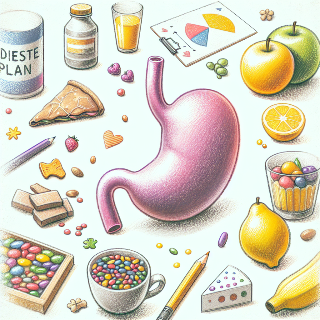 Pastelková ilustrace znázorňující téma: Diety a výživa