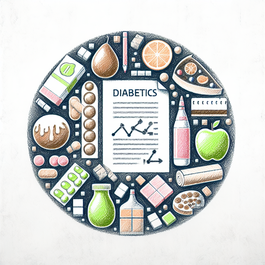 Pastelková ilustrace znázorňující téma: Diabetická dieta