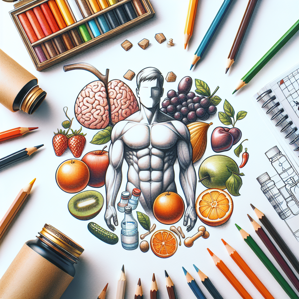 Pastelková ilustrace znázorňující téma: Výživa