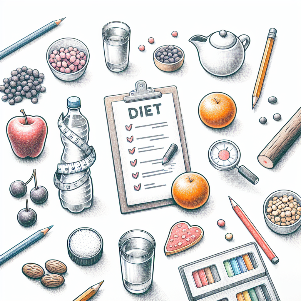 Pastelková ilustrace znázorňující téma: Dieta a výživa