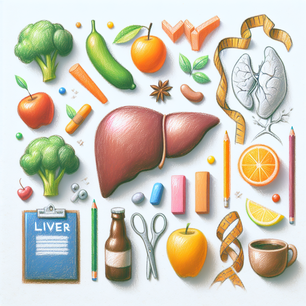Pastelková ilustrace znázorňující téma: Jaterní dieta