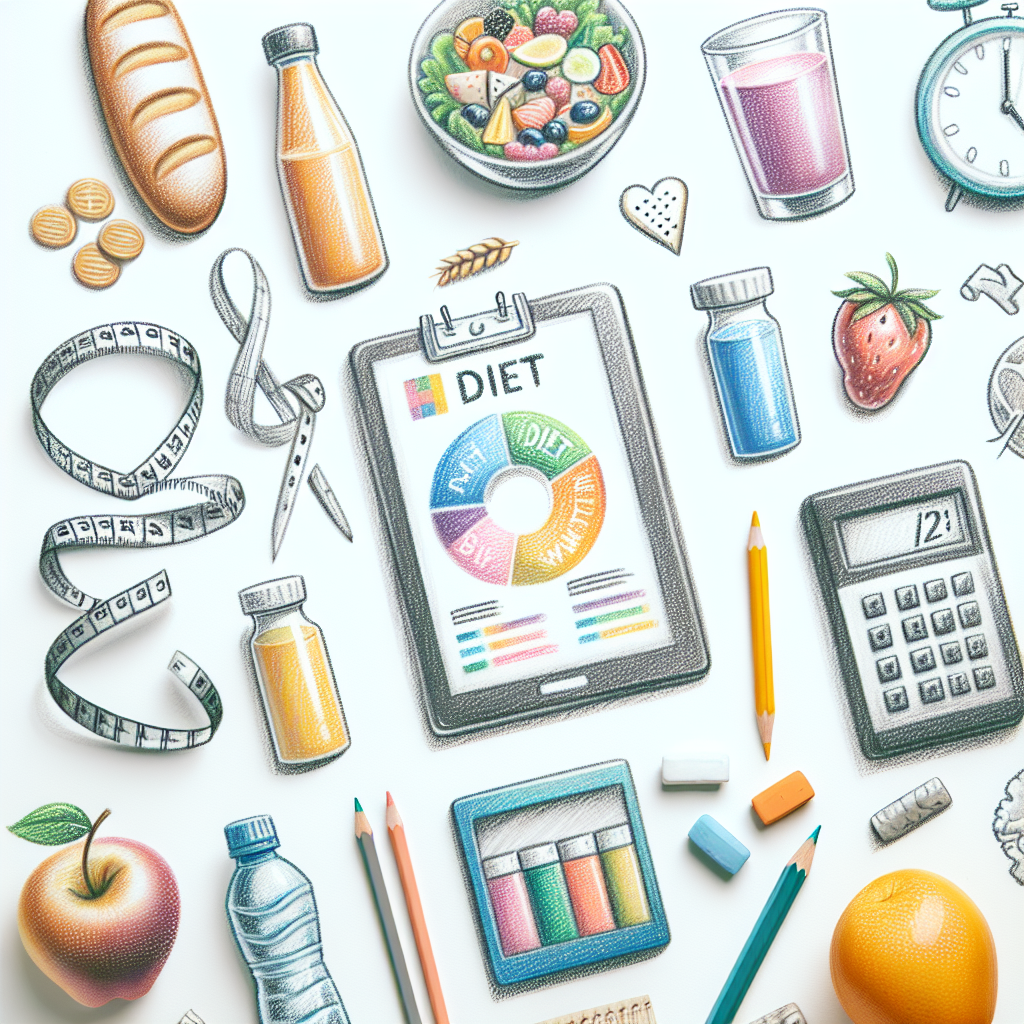 Pastelková ilustrace znázorňující téma: Diety