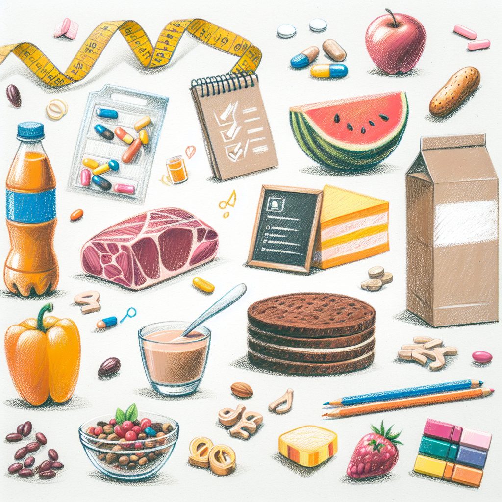 Pastelková ilustrace znázorňující téma: Diety