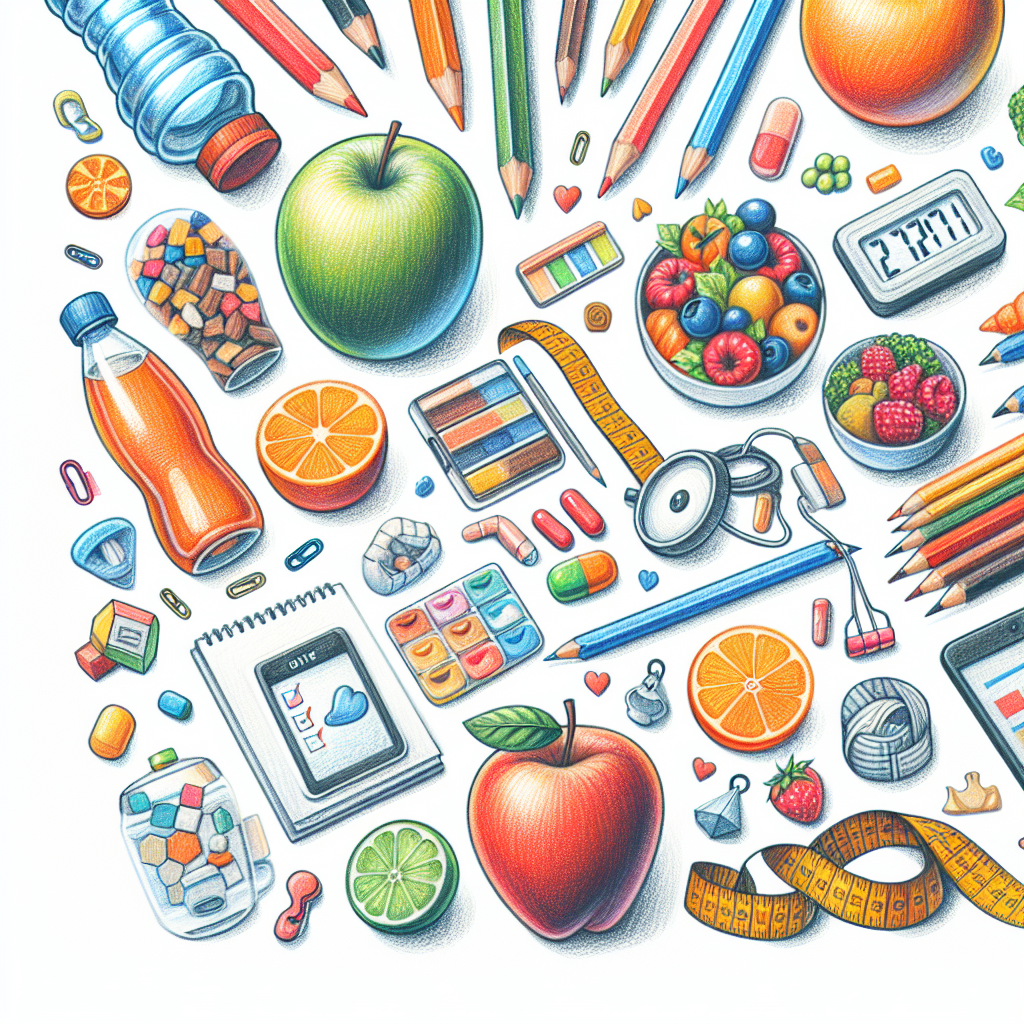 Pastelková ilustrace znázorňující téma: Diety a výživa