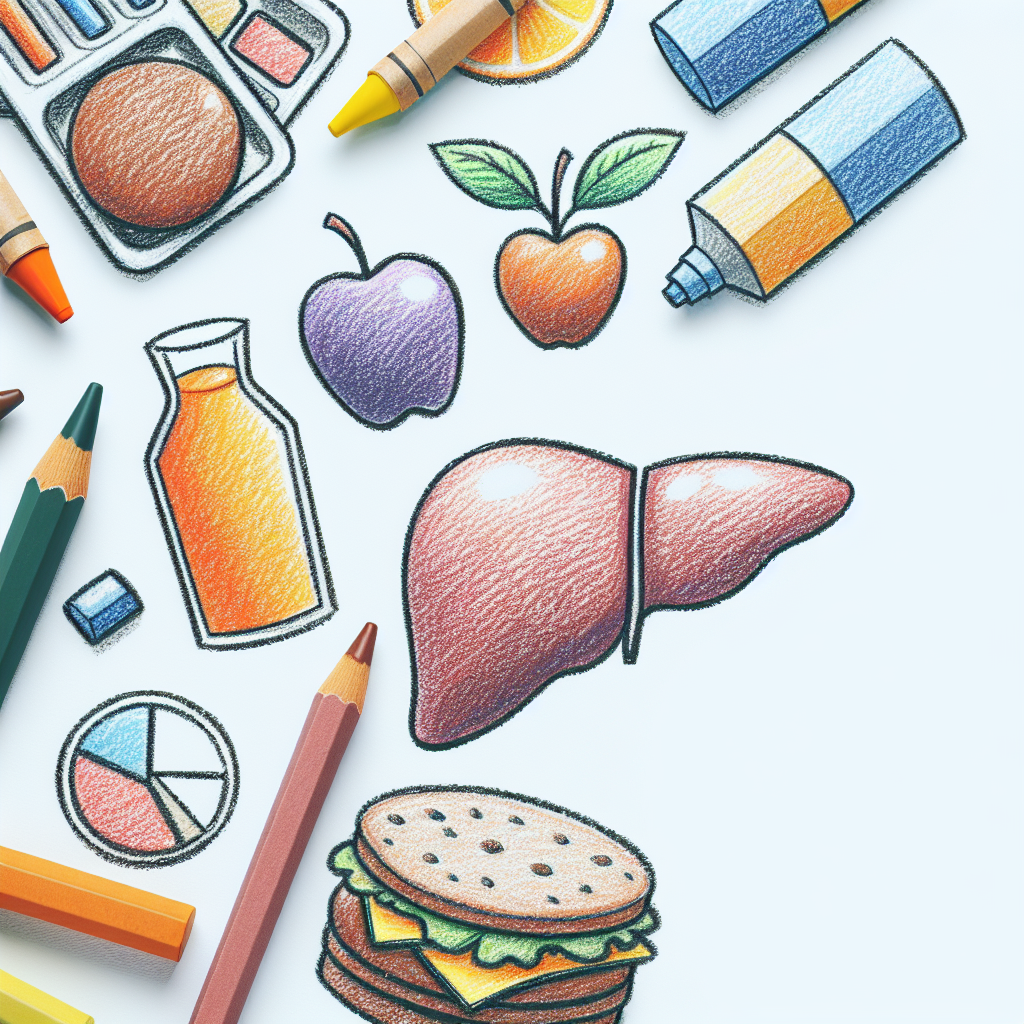 Pastelková ilustrace znázorňující téma: Zdraví jater