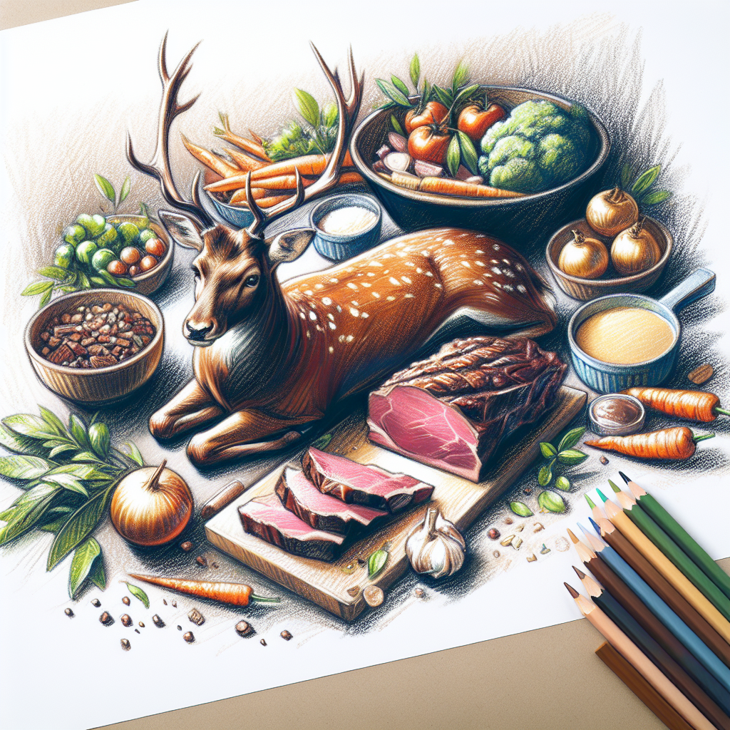 Pastelková ilustrace znázorňující téma: Recepty z masa