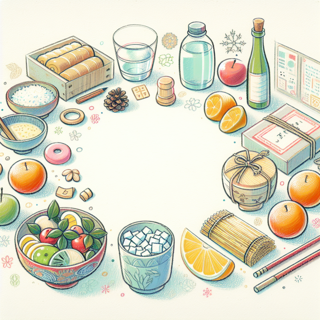 Pastelková ilustrace znázorňující téma: Novoroční recepty