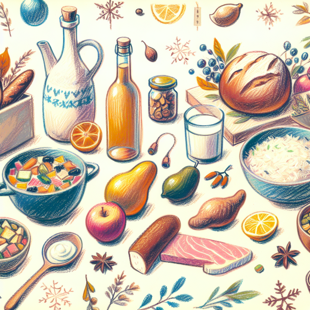 Pastelková ilustrace znázorňující téma: Gastronomie