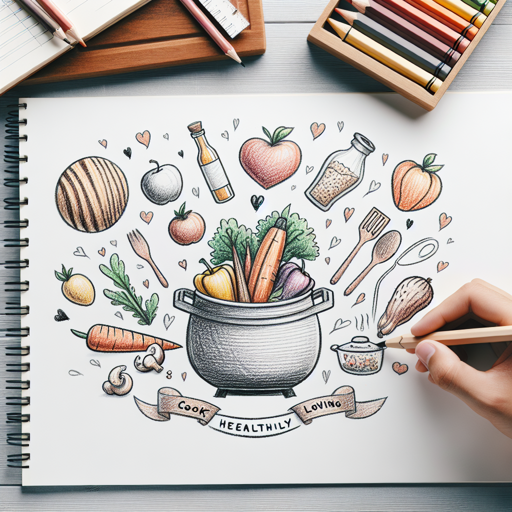 Pastelková ilustrace znázorňující téma: Zdravé vaření