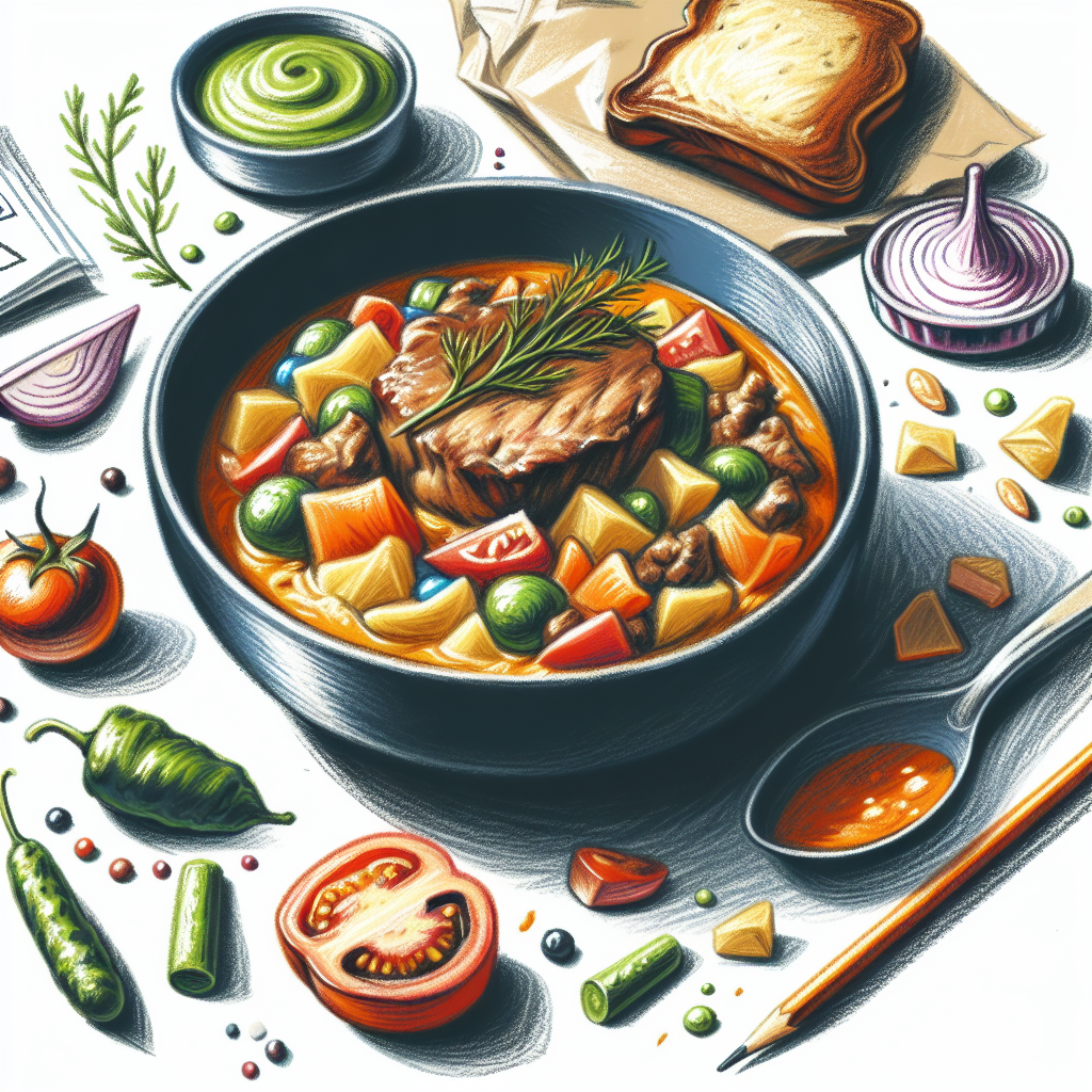 Pastelková ilustrace znázorňující téma: Česká kuchyně