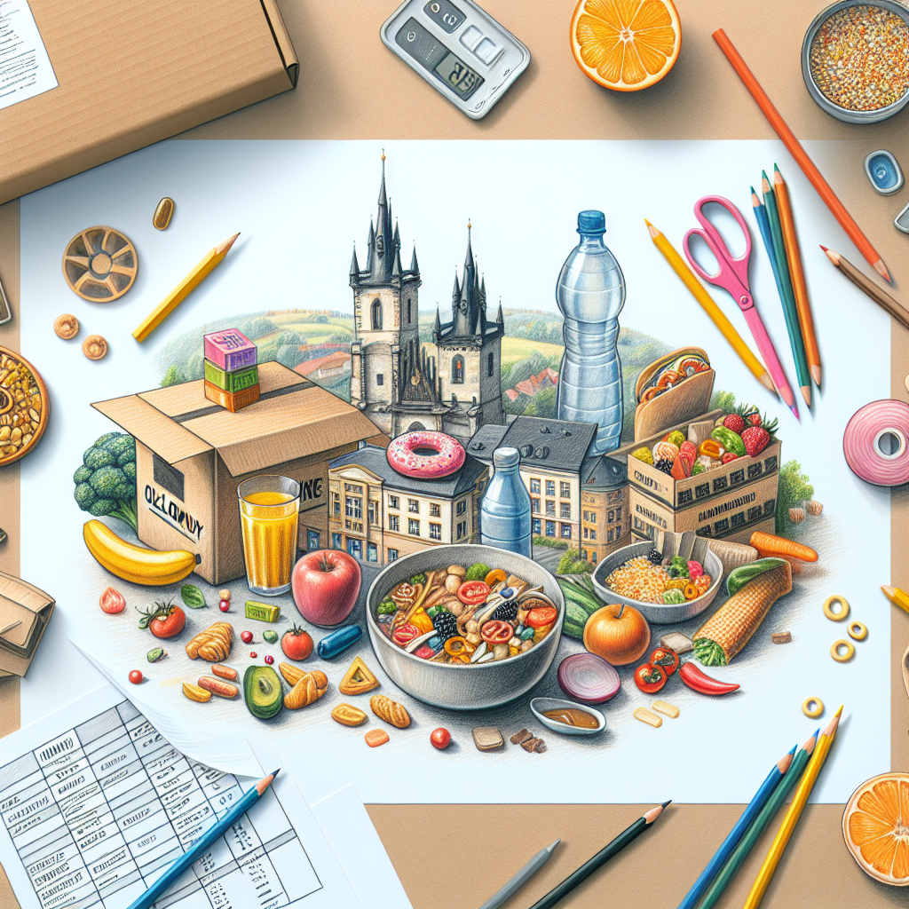 Pastelková ilustrace znázorňující téma: Diety