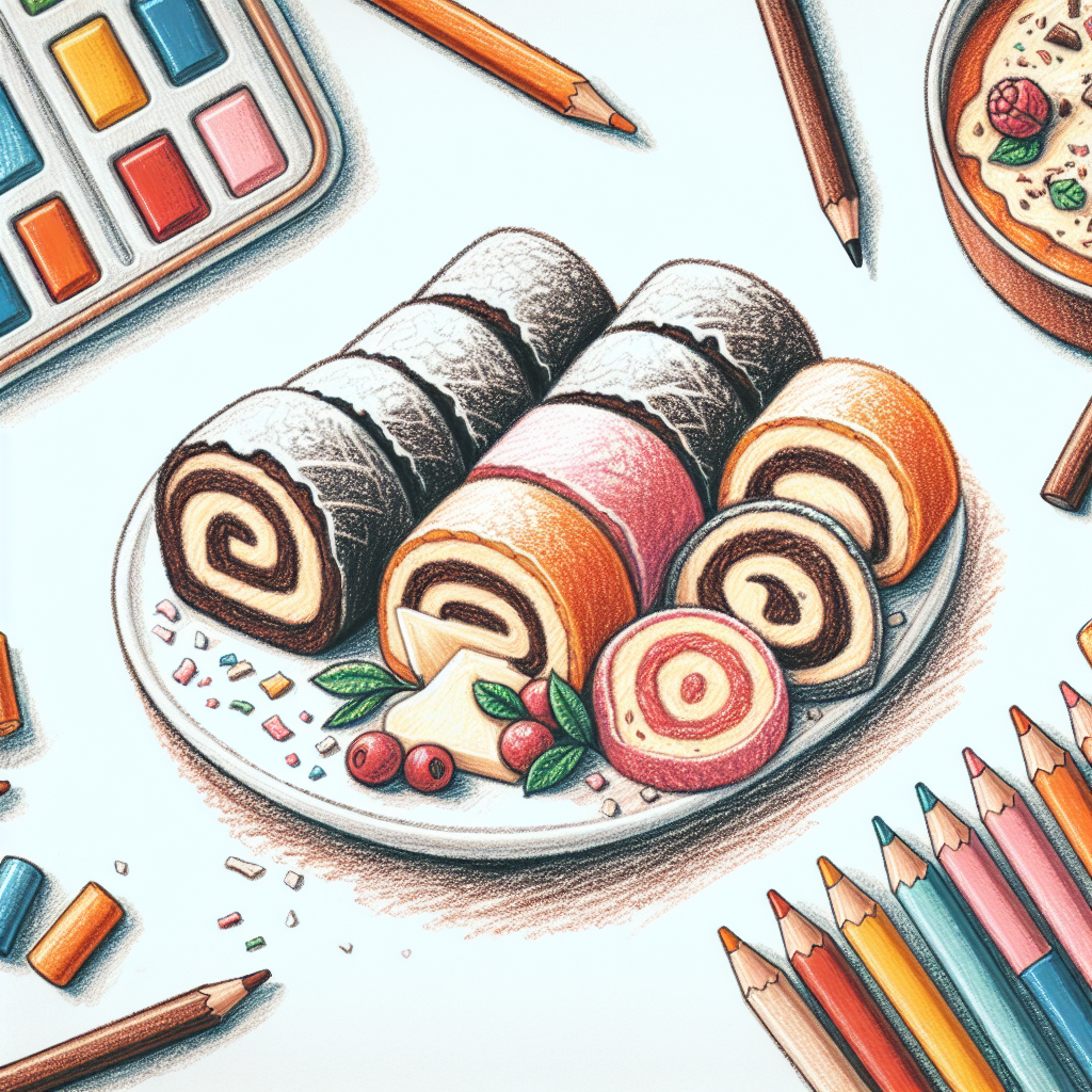 Pastelková ilustrace znázorňující téma: Dezerty
