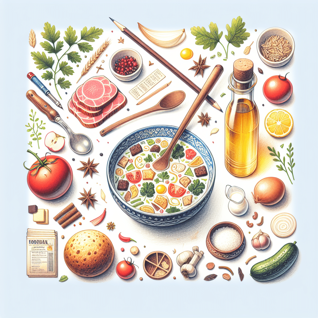 Pastelková ilustrace znázorňující téma: Česká kuchyně