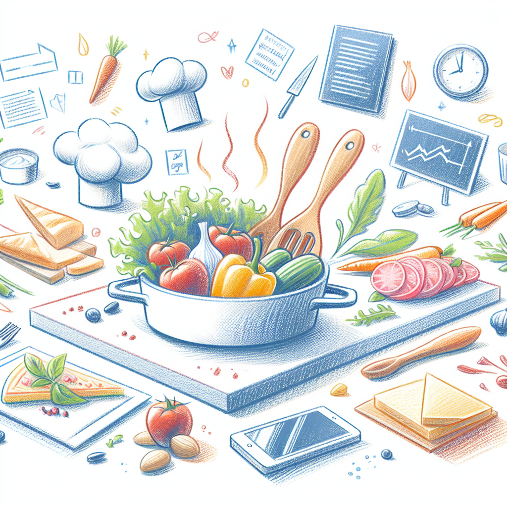 Pastelková ilustrace znázorňující téma: Vaření