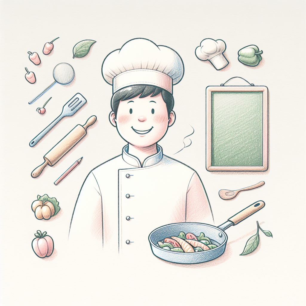 Pastelková ilustrace znázorňující téma: Kurzy vaření