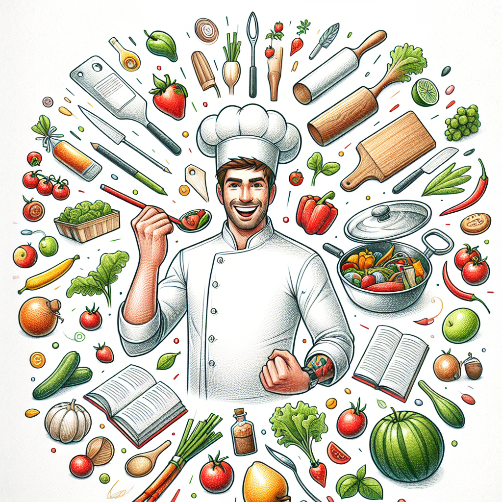 Pastelková ilustrace znázorňující téma: Vaření