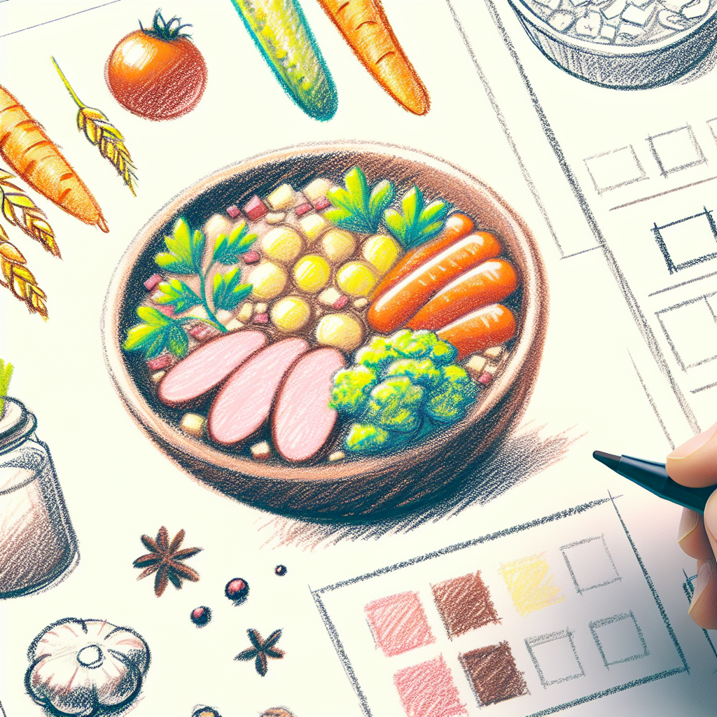 Pastelková ilustrace znázorňující téma: Recepty