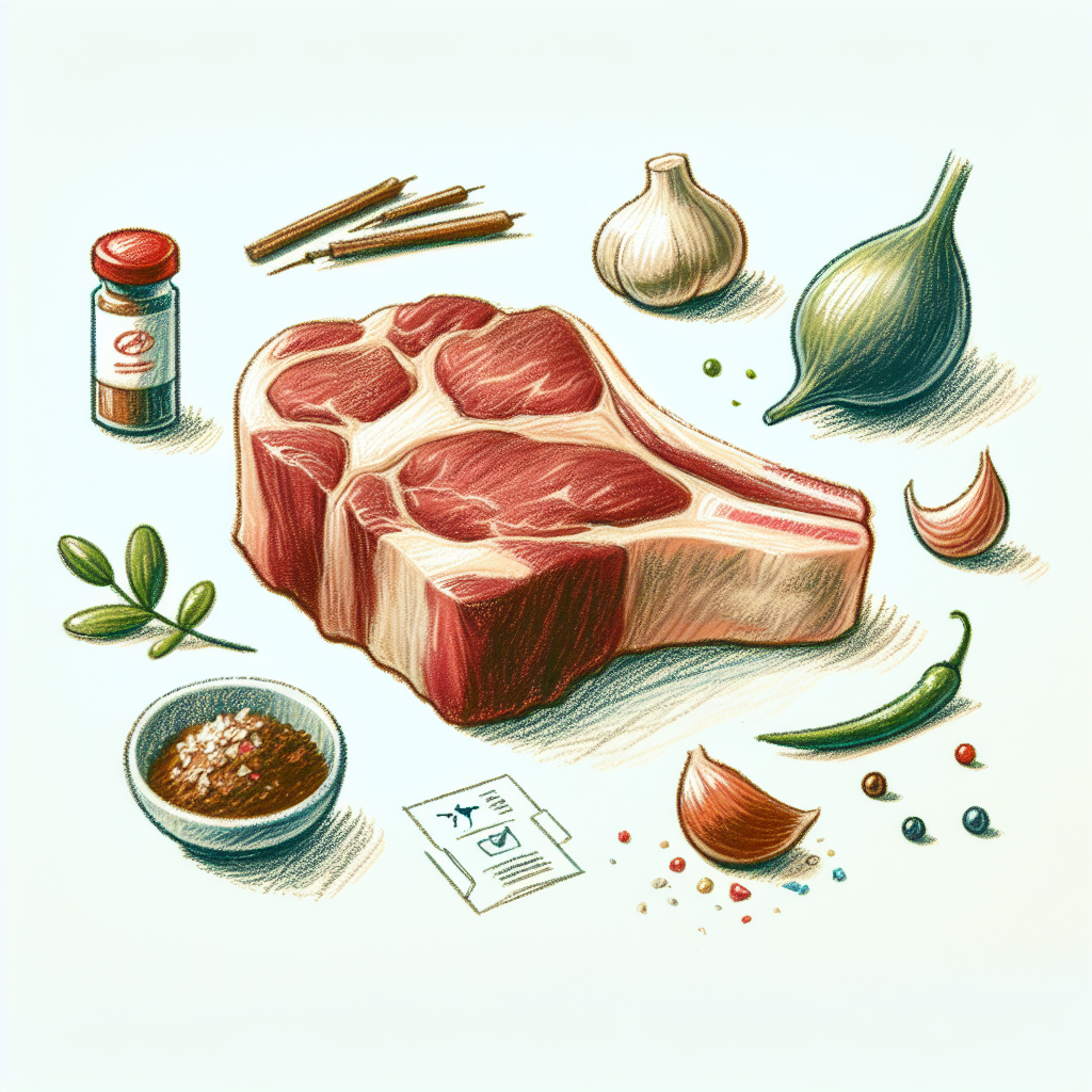 Pastelková ilustrace znázorňující téma: Recepty na maso