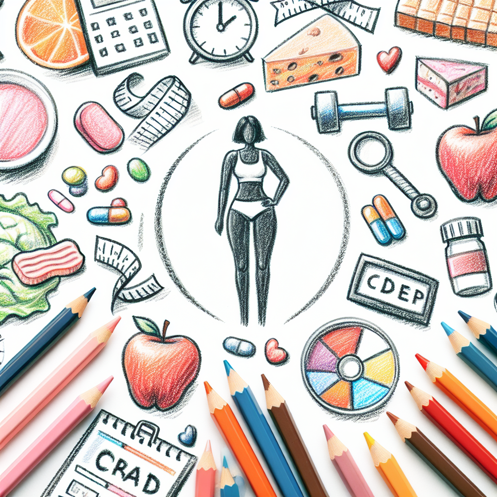 Pastelková ilustrace znázorňující téma: Diety a výživa