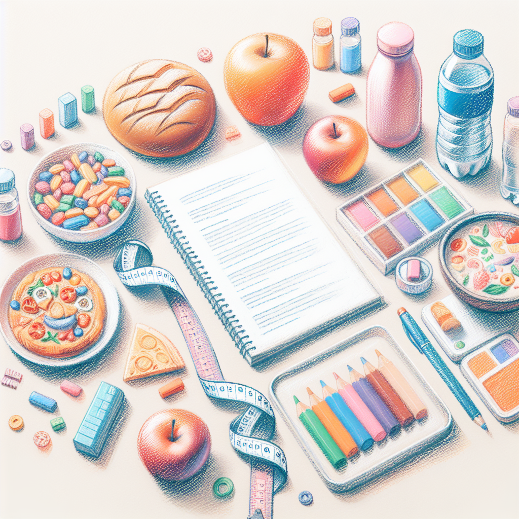Pastelková ilustrace znázorňující téma: Diety a výživa