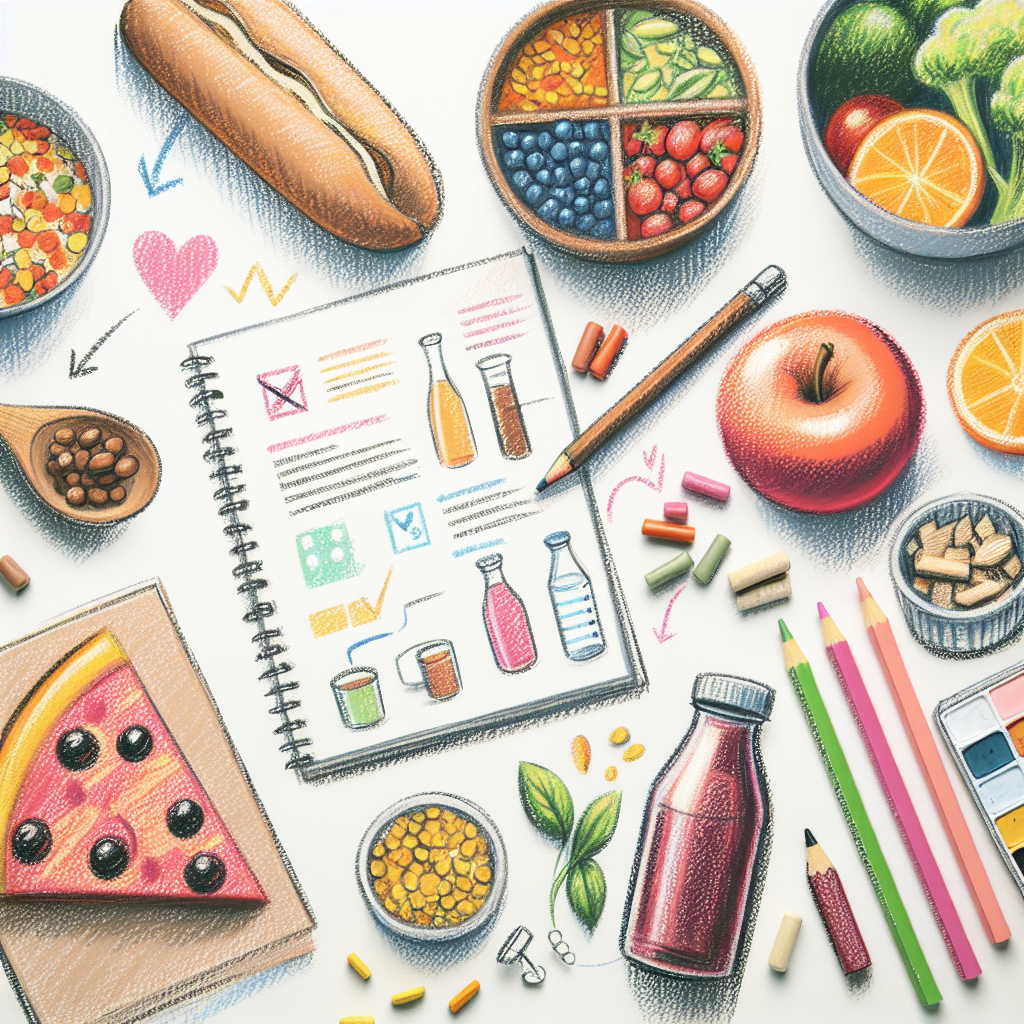 Pastelková ilustrace znázorňující téma: Výživa