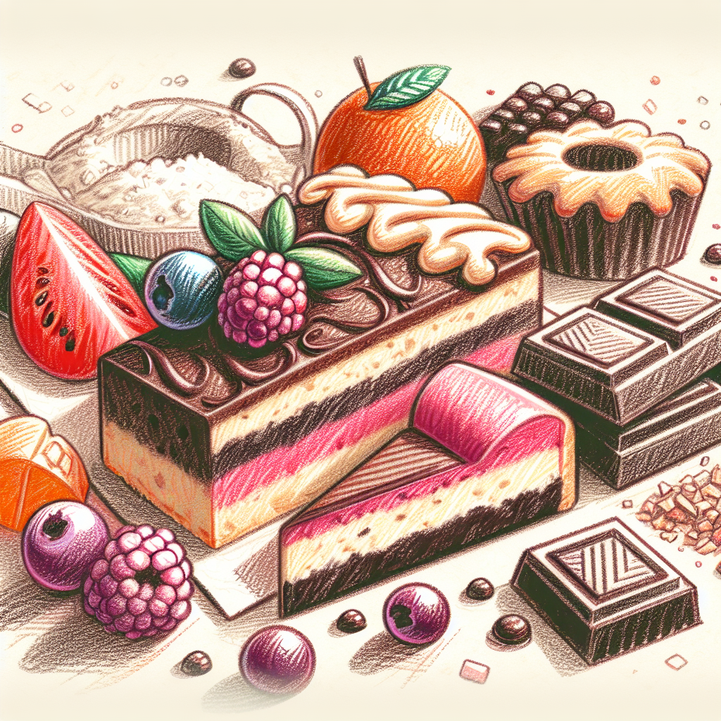 Pastelková ilustrace znázorňující téma: Dezerty